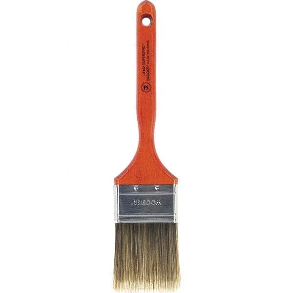 Wooster Brush - 2-1/2" Flat Nylon/Polyester Sash Brush - 2-15/16" Bristle Length, 7-3/16" Wood Fluted Handle - USA Tool & Supply