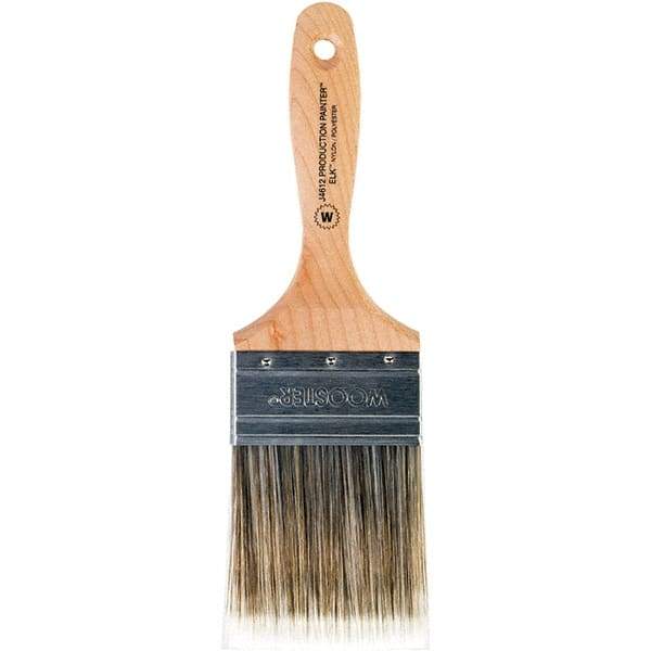 Wooster Brush - 3" Flat Nylon/Polyester Wall Brush - 3-7/16" Bristle Length, 6-1/4" Maple Beavertail Handle - USA Tool & Supply