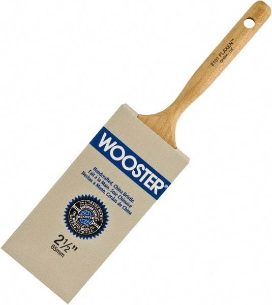 Wooster Brush - 2-1/2" Flat Hog Varnish Brush - 2-11/16" Bristle Length, 6-1/4" Maple Dowel Handle - USA Tool & Supply
