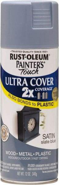 Rust-Oleum - Slate (Color), Satin, Enamel Spray Paint - 8 Sq Ft per Can, 12 oz Container, Use on Multipurpose - USA Tool & Supply