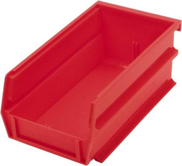 Triton - 7-3/8" Deep, Red Polypropylene Hopper Stacking Bin - 3" High x 4-1/8" Wide x 7-3/8" Long - USA Tool & Supply