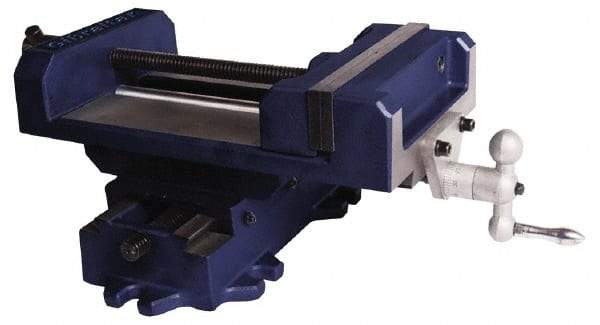 Gibraltar - 3" Jaw Opening Capacity x 1-1/8" Throat Depth, Horizontal Drill Press Vise - 3" Wide Jaw, Cross Slide Base, Standard Speed, 5-1/2" OAL x 5-5/8" Overall Height, Cast Iron - USA Tool & Supply
