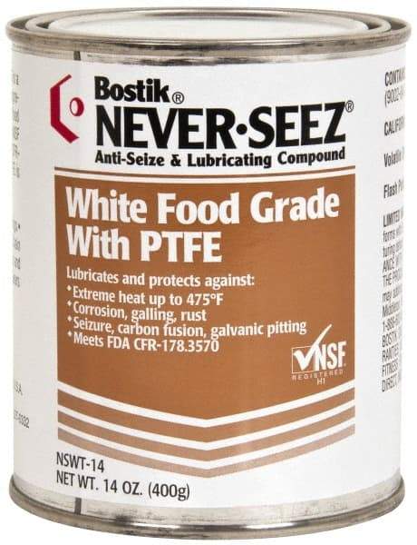 Bostik - 14 oz Can High Temperature Anti-Seize Lubricant - With PTFE, -5 to 475°F, White, Food Grade, Water Resistant - USA Tool & Supply