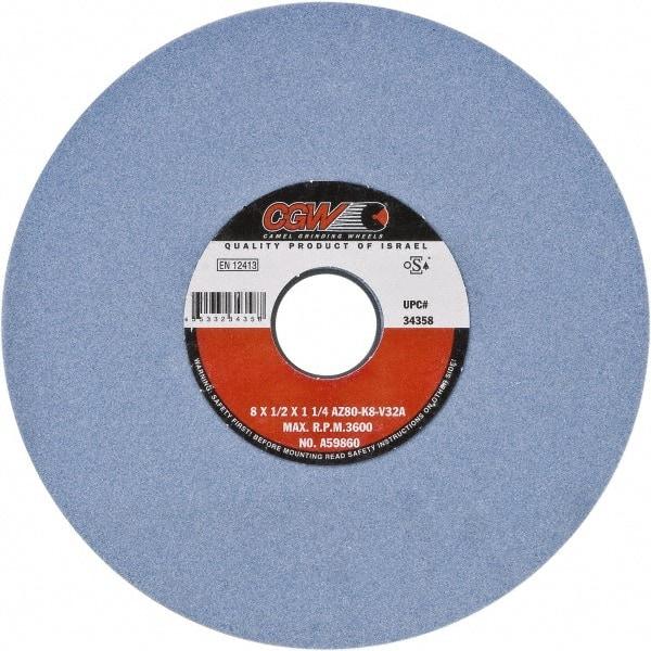 Camel Grinding Wheels - 10" Diam x 2" Hole x 1" Thick, I Hardness, 46 Grit Surface Grinding Wheel - Aluminum Oxide, Type 1, Medium Grade, Vitrified Bond, No Recess - USA Tool & Supply