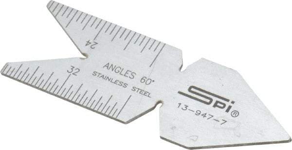 SPI - 60° Angle, Chrome Coated Steel Center Gage - 1/32 to 1/14 Inch Graduation - USA Tool & Supply