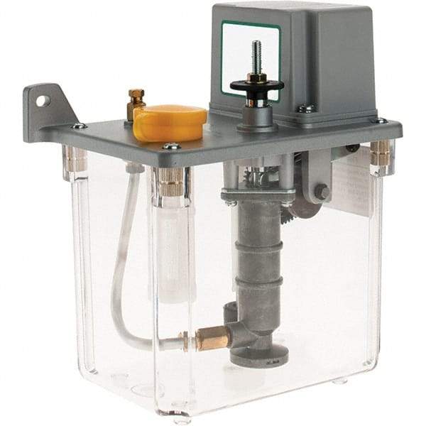 Trico - 2 L Reservoir Capacity, 15 cc Output per Cycle, 15 cc Output per Hour, Central Lubrication System Electric Pump - 0-60 min Interval Between Cycles, 165mm Wide x 255mm High, 110 Volt, Oil, 5/16-24 Outlet Thread - USA Tool & Supply