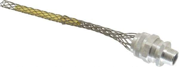 Woodhead Electrical - 15.88 to 19.05mm Capacity, Liquidtight, Straight Strain Relief Cord Grip - 1/2 NPT Thread, 7" Long, Aluminum - USA Tool & Supply