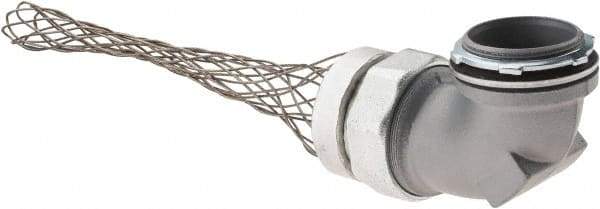 Woodhead Electrical - Liquidtight, Elbow Strain Relief Cord Grip - 2 NPT Thread, 7-1/2" Long, Iron & Zinc-plated Steel - USA Tool & Supply