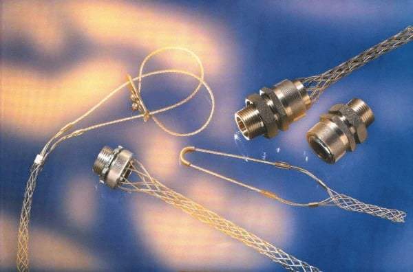 Woodhead Electrical - 3/4 to 0.99 Inch Cable Diameter, Tinned Bronze, Double Loop Support Grip - 21 Inch Long, 1,320 Lb. Breaking Strength, 14 Inch Mesh Length - USA Tool & Supply