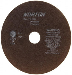 Norton - 8" 60 Grit Aluminum Oxide Cutoff Wheel - 1/32" Thick, 1-1/4" Arbor, 4,775 Max RPM, Use with Stationary Tools - USA Tool & Supply