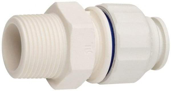 Value Collection - 1/2" OD, 3/4 Thread, Polysulfone Push-to-Connect Male Connector - 250 Max psi, White - USA Tool & Supply