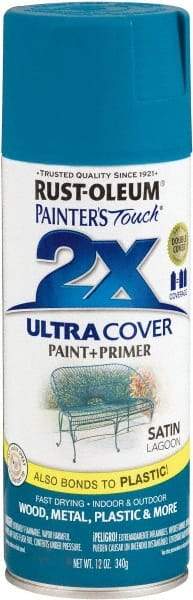 Rust-Oleum - Lagoon (Color), Satin, Enamel Spray Paint - 8 Sq Ft per Can, 12 oz Container, Use on Multipurpose - USA Tool & Supply