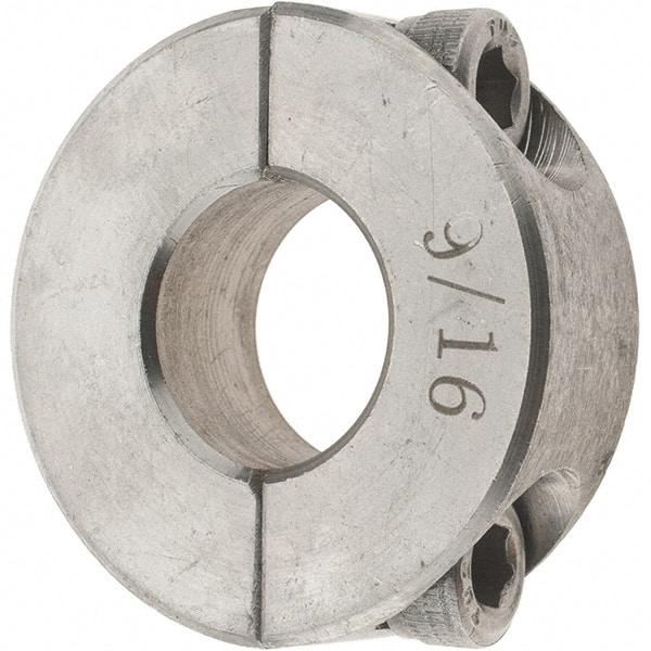 Value Collection - 9/16" Bore, Stainless Steel, Two Piece Shaft Collar - 1-5/16" Outside Diam, 7/16" Wide - USA Tool & Supply