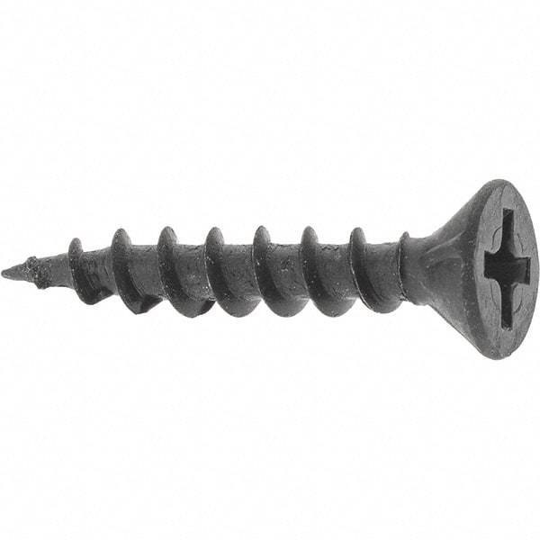 Buildex - #8, 1" OAL, Phillips Drive Flat Head, Steel Drywall Screws - Black Oxide Finish, Grade 2 - USA Tool & Supply