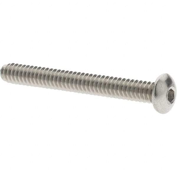Value Collection - #4-40 UNC Hex Socket Drive, Button Screw - Grade 18.8 Stainless Steel, Fully Threaded, 1" Length Under Head - USA Tool & Supply