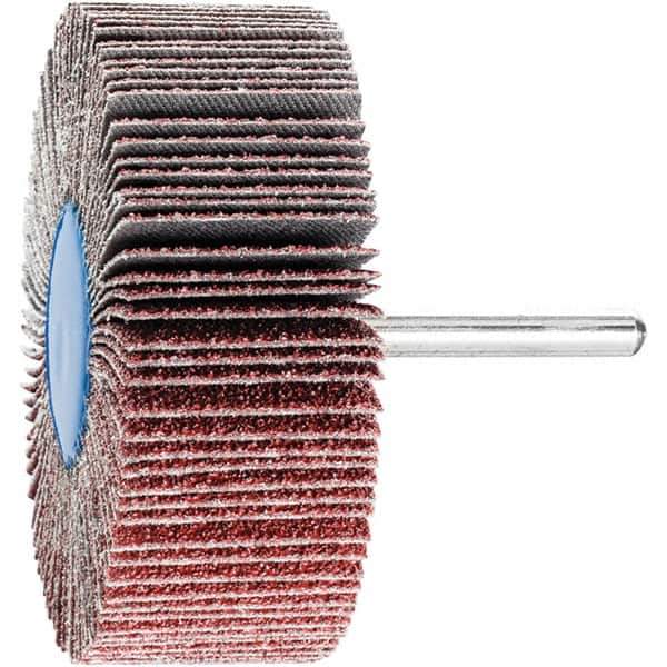 PFERD - 3" Diam x 1" Face Width, Aluminum Oxide Coated Mounted Flap Wheel - 1/4" Shank Mount, 40 Grit, 20,000 Max RPM - USA Tool & Supply