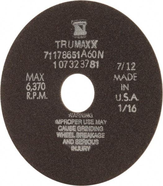 Tru-Maxx - 6" 60 Grit Aluminum Oxide Cutoff Wheel - 1/16" Thick, 1-1/4" Arbor, 6,048 Max RPM, Use with Stationary Tools - USA Tool & Supply