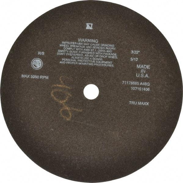 Tru-Maxx - 12" 46 Grit Aluminum Oxide Cutoff Wheel - 3/32" Thick, 1" Arbor, 3,024 Max RPM, Use with Stationary Tools - USA Tool & Supply