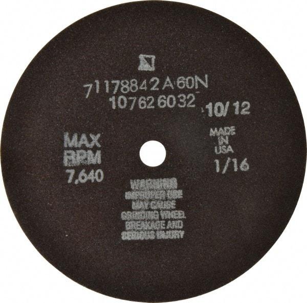 Tru-Maxx - 6" 60 Grit Aluminum Oxide Cutoff Wheel - 1/16" Thick, 1/2" Arbor, 6,048 Max RPM, Use with Stationary Tools - USA Tool & Supply
