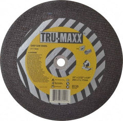 Tru-Maxx - 10" 36 Grit Aluminum Oxide Cutoff Wheel - 3/32" Thick, 5/8" Arbor, 6,112 Max RPM, Use with Stationary Tools - USA Tool & Supply