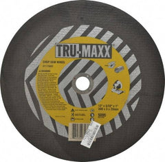 Tru-Maxx - 12" 36 Grit Aluminum Oxide Cutoff Wheel - 3/32" Thick, 1" Arbor, 5,095 Max RPM, Use with Chop Saws - USA Tool & Supply