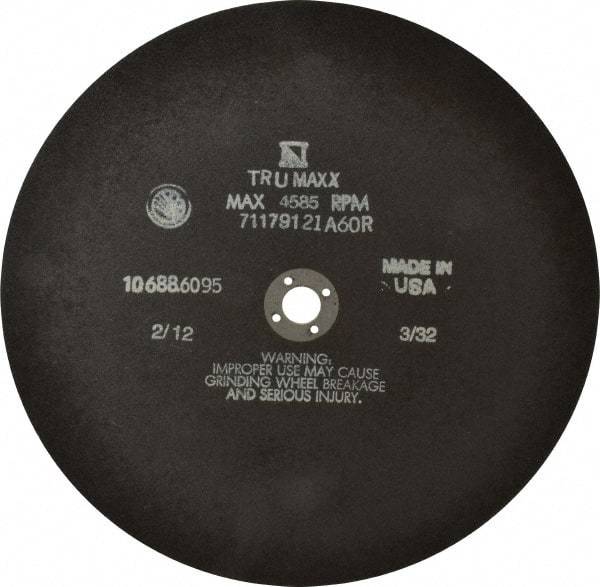 Tru-Maxx - 10" 46 Grit Aluminum Oxide Cutoff Wheel - 3/32" Thick, 5/8" Arbor, 3,629 Max RPM, Use with Stationary Tools - USA Tool & Supply