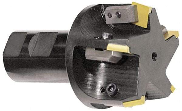 APT - 45° Lead Angle, 1-1/2" Max Cut Diam, 5/16" Max Depth of Cut, Indexable Chamfer and Angle End Mill - 1 Insert, SPC 42ZR, SPG 42., SPU 42. Insert Style, 5" OAL, Taper Shank - USA Tool & Supply