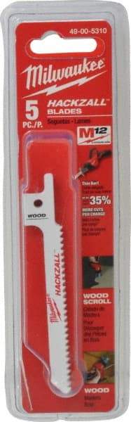Milwaukee Tool - 3-1/2" Long x 5/16" Thick, Bi-Metal Reciprocating Saw Blade - Scroll Profile, 10 TPI, Toothed Edge, Universal Shank - USA Tool & Supply