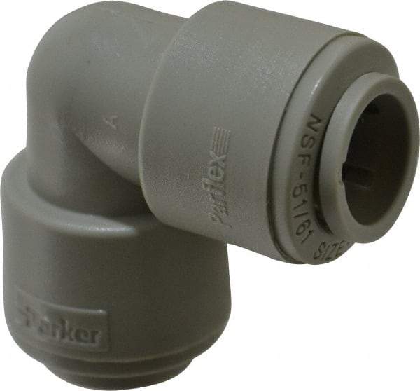 Parker - 1/2" Outside Diam, Acetal Push-to-Connect Tube Union Elbow - 250 Max psi, Tan - USA Tool & Supply
