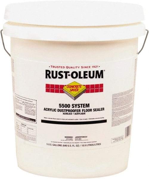 Rust-Oleum - 5 Gal Can Satin Clear Floor Coating - 150 to 300 Sq Ft/Gal Coverage, 37 g/L VOC Content - USA Tool & Supply