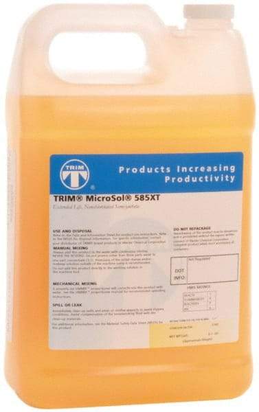 Master Fluid Solutions - Trim MicroSol 585XT, 1 Gal Bottle Cutting & Grinding Fluid - Semisynthetic, For Machining - USA Tool & Supply