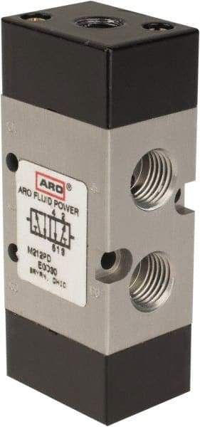 ARO/Ingersoll-Rand - 1/4" Inlet x 1/4" Outlet, Pilot Actuator, Pilot Return, 2 Position, Body Ported Solenoid Air Valve - 0.7 CV, 4 Way, 140 psi, 122° Max Temp, 15° Min Temp - USA Tool & Supply