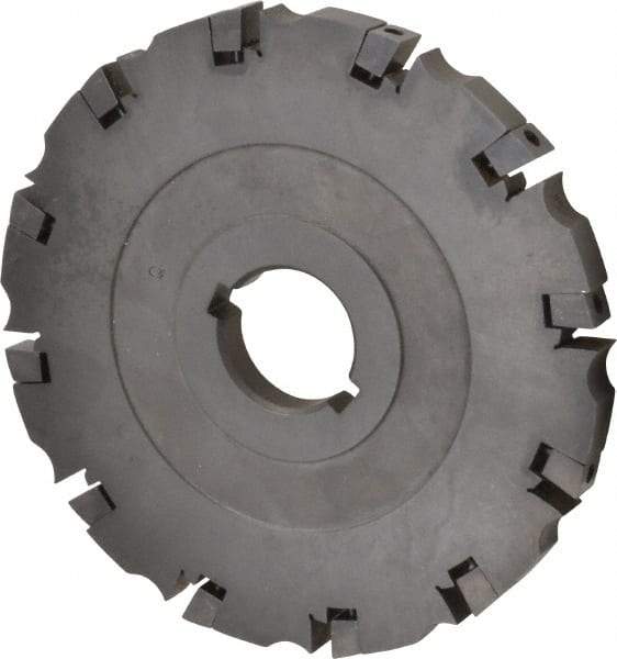 APT - Arbor Hole Connection, 0.485" Cutting Width, 2-1/16" Depth of Cut, 6" Cutter Diam, 1-1/4" Hole Diam, 12 Tooth Indexable Slotting Cutter - SM61 Toolholder, CTA 4 Insert, Neutral Cutting Direction - USA Tool & Supply