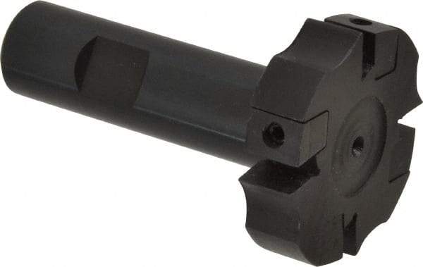 APT - Shank Connection, 0.485" Cutting Width, 9/16" Depth of Cut, 2" Cutter Diam, 4 Tooth Indexable Slotting Cutter - 3/4" Shank Diam, SM24 Toolholder, CTA 4 Insert, Right Hand Cutting Direction - USA Tool & Supply