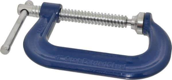Gibraltar - Regular-Duty 4" Max Opening, 3-1/4" Throat Depth, Forged Steel Standard C-Clamp - 6,200 Lb Capacity, 0" Min Opening, Deep Throat - USA Tool & Supply