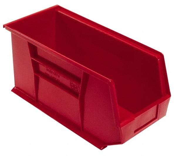Quantum Storage - 60 Lb. Load Capacity, 18" Deep, Red Polypropylene Hopper Stacking Bin - 9" High x 8-1/4" Wide x 18" Long - USA Tool & Supply
