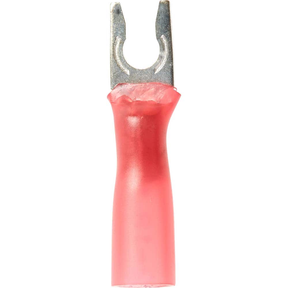 3M - #6 Stud, 22 to 16 AWG Compatible, Partially Insulated, Crimp Connection, Locking Fork Terminal - USA Tool & Supply