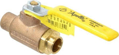 Apollo - 1/2" Pipe, Standard Port, Bronze Standard Ball Valve - Three Way, Soldered x Soldered Ends, Lever Handle, 400 WOG - USA Tool & Supply