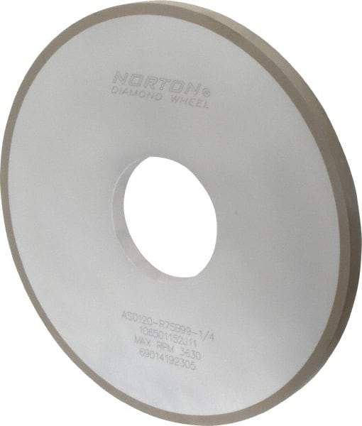 Norton - 10" Diam x 3" Hole x 1/2" Thick, 120 Grit Surface Grinding Wheel - Diamond, Type 1A1, Fine Grade, Resinoid Bond - USA Tool & Supply