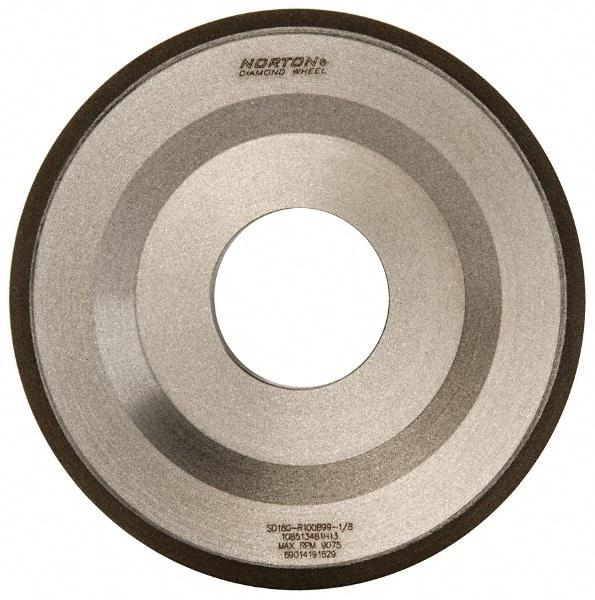Norton - 4" Diam, 1-1/4" Hole Size, 1/2" Overall Thickness, 180 Grit, Type 12 Tool & Cutter Grinding Wheel - Very Fine Grade, Diamond, Resinoid Bond - USA Tool & Supply