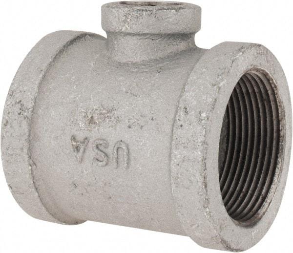 Made in USA - Class 150, 1-1/2 x 1-1/2 x 1/2" Galvanized Pipe Reducing Tee - Threaded, Malleable Iron - USA Tool & Supply