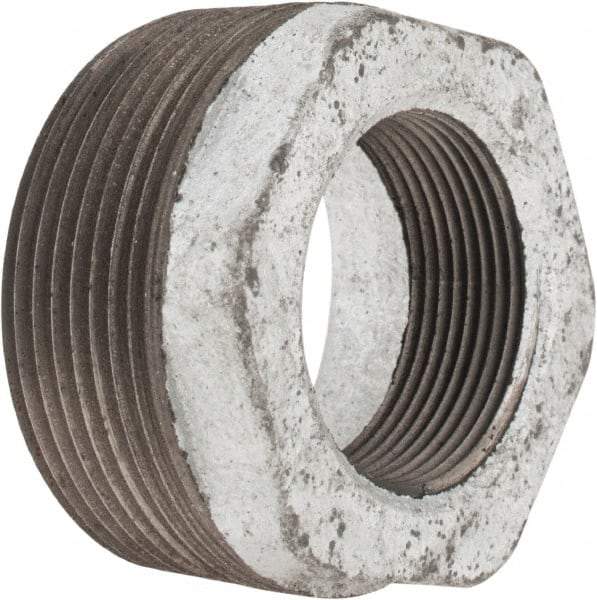 Made in USA - Class 150, 2-1/2 x 1-1/2" Galvanized Pipe Hex Bushing - Threaded, Malleable Iron - USA Tool & Supply