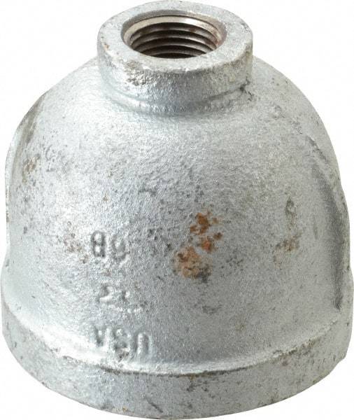 Made in USA - Class 150, 2 x 1/2" Galvanized Pipe Reducing Coupling - Threaded, Malleable Iron - USA Tool & Supply
