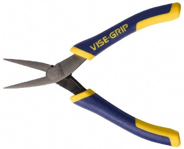 Irwin - 5-1/4" OAL, 1-1/4" Jaw Length x 9/16" Jaw Width, Pliers - Machined Jaw, Flat Nose Head, ProTouch Handles - USA Tool & Supply