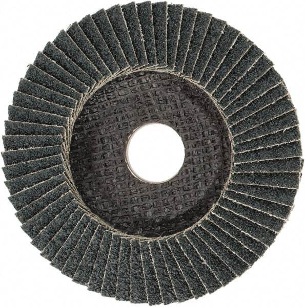 PFERD - 40 Grit, 4-1/2" Disc Diam, 7/8" Center Hole, Type 29 Zirconia Alumina Flap Disc - 13,300 Max RPM, Fiberglass Backing, Arbor Attaching System, Coated - USA Tool & Supply