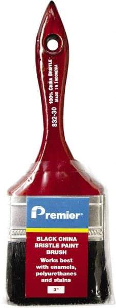Premier Paint Roller - 3" Flat China Bristle General Purpose Paint Brush - 2-1/4" Bristle Length, 6-1/4" Wood Beavertail Handle - USA Tool & Supply