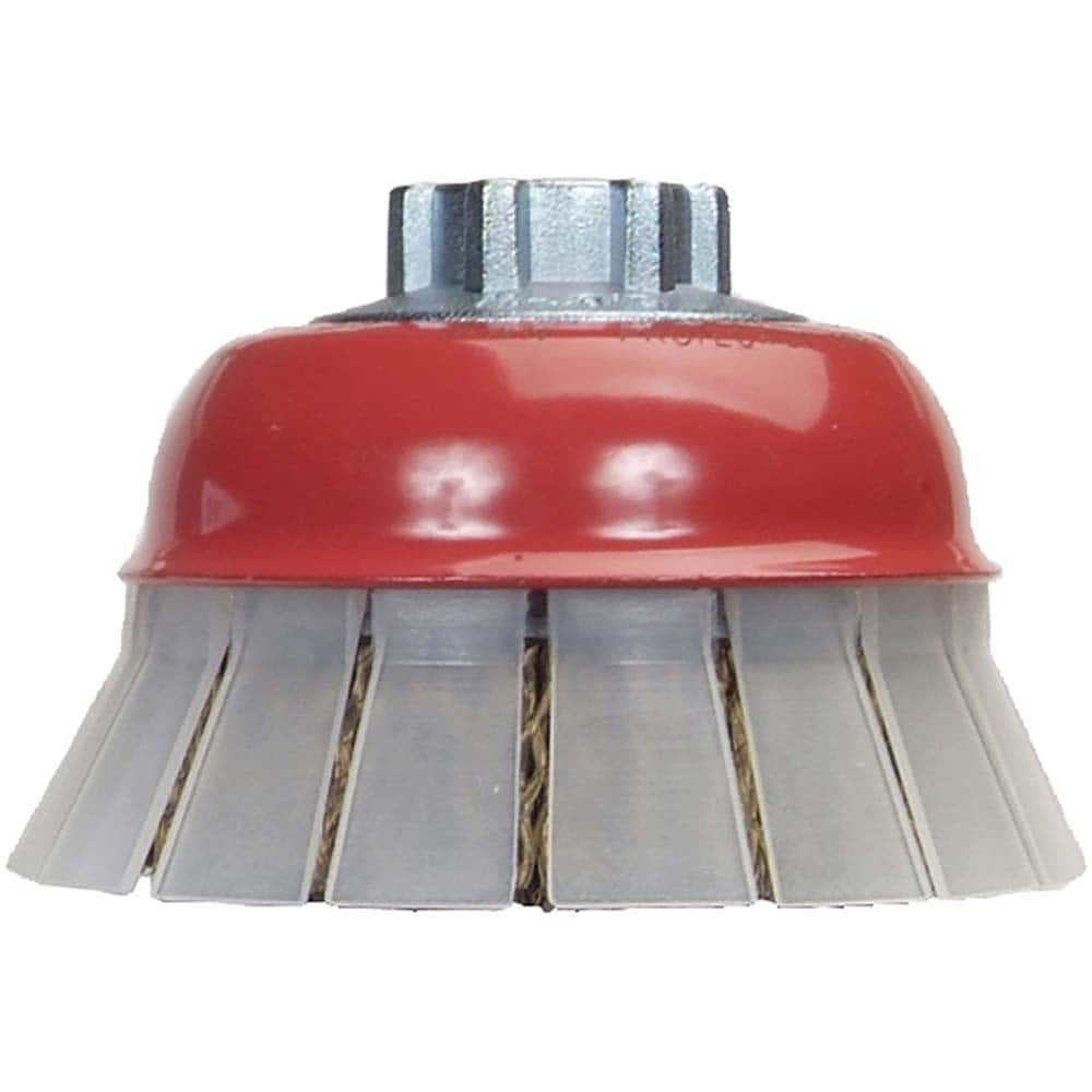 Norton - 4" Diam 5/8-11 Threaded Arbor Carbon Steel Fill Cup Brush - USA Tool & Supply
