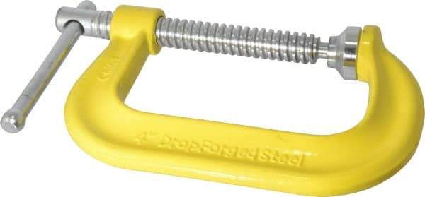 Gibraltar - Regular-Duty 4" Max Opening, 3-1/4" Throat Depth, Forged Steel Standard C-Clamp - 6,200 Lb Capacity, 0" Min Opening, Deep Throat - USA Tool & Supply