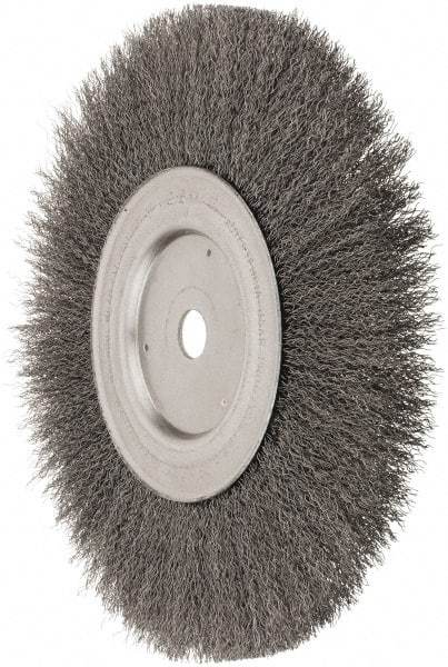 Weiler - 10" OD, 3/4" Arbor Hole, Crimped Steel Wheel Brush - 3/4" Face Width, 2-1/2" Trim Length, 0.0118" Filament Diam, 4,000 RPM - USA Tool & Supply