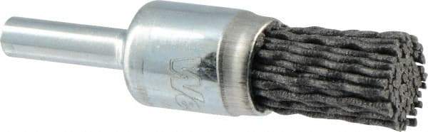 Weiler - 120 Grit, 1/2" Brush Diam, Crimped, End Brush - Fine Grade, 1/4" Diam Shank, 10,000 Max RPM - USA Tool & Supply